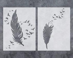 img 4 attached to 🎨 GSS Designs Feather Birds Wall Art Stencils - Set of 2 Reusable (12x16inch) Painting Templates for Floor, Wall, Tile, Fabric, Wood - SL-068