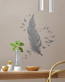 img 2 attached to 🎨 GSS Designs Feather Birds Wall Art Stencils - Set of 2 Reusable (12x16inch) Painting Templates for Floor, Wall, Tile, Fabric, Wood - SL-068