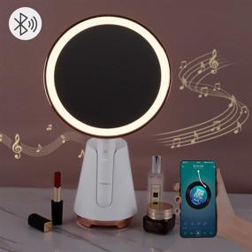 img 3 attached to FENCHILIN Vanity Tabletop Makeup Mirror: Bluetooth Speaker, LED Lighting, Intelligent Switch, 10X Magnifying, Portable
