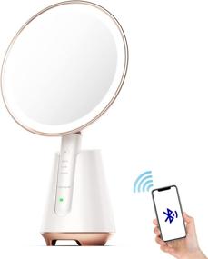 img 4 attached to FENCHILIN Vanity Tabletop Makeup Mirror: Bluetooth Speaker, LED Lighting, Intelligent Switch, 10X Magnifying, Portable