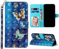 🦋 jancalm iphone xr cases for women – cute pu leather wallet case with 3d pattern [wrist strap] [card holder/cash slots] [kickstand] – flip folio cover for iphone xr (butterfly) logo