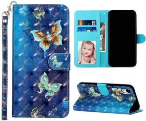 img 4 attached to 🦋 JanCalm iPhone XR Cases for Women – Cute PU Leather Wallet Case with 3D Pattern [Wrist Strap] [Card Holder/Cash Slots] [Kickstand] – Flip Folio Cover for iPhone XR (Butterfly)