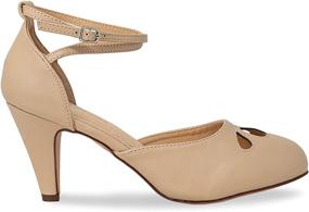 img 3 attached to SEO-Optimized: Chase and Chloe Kimmy Mary Jane Retro Pump Heel with Teardrop Cutout