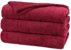 img 1 attached to 🔴 Garnet Red King Size Sunbeam Channeled Microplush Heated Electric Blanket