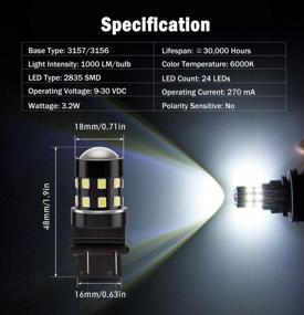 img 3 attached to 💡 BRISHINE 4-Pack 1000 Lumens Super Bright LED Bulbs for Backup Reverse Lights, Parking Lights, Daytime Running Lights: 3157 3156 3057 3056 3157K, 6000K Xenon White, 24-SMD LED Chipsets with Projector