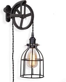 img 1 attached to 🔩 Vintage Industrial Rustic State Summit Wall Mount Rotating Cast Iron Farmhouse Pulley Wheel for Custom Lamp and Fixture Design