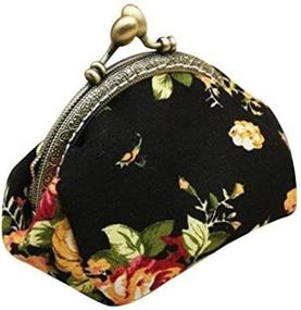 img 2 attached to 🌸 Black Vintage Flower Mini Coin Purse Wallet Clutch Bag by Toraway Lady