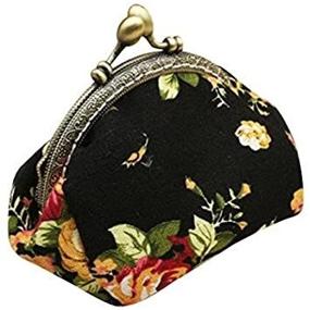 img 1 attached to 🌸 Black Vintage Flower Mini Coin Purse Wallet Clutch Bag by Toraway Lady