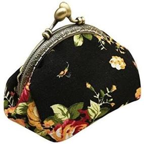 img 4 attached to 🌸 Black Vintage Flower Mini Coin Purse Wallet Clutch Bag by Toraway Lady