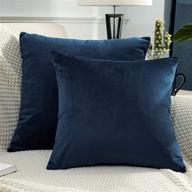 beben pillow covers 20x20 - set of 2 velvet throw pillow covers for home decor, couch, bed, sofa, bedroom, car (dark blue, 20x20 inch) логотип