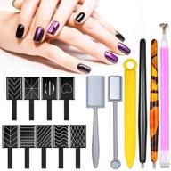 💅 15 piece nail magnet tool set - magnetic plate wand, board, and pen for diy cat eye gel polish nail art logo