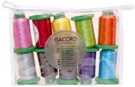 assorted isacord 40-10 thread spools logo