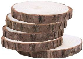 img 3 attached to 🌲 Fuhaieec 5pcs Natural Wood Slices for DIY Craft: Unfinished 5.5"-7" Log Discs with Bark – Perfect for Woodburning, Christmas, Rustic Wedding Ornaments