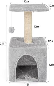 img 3 attached to 🐱 Teodty Interactive Cat Tree, 24-Inch Multi-Level Cat Tower for Indoor Cats, Condo House with Scratching Posts, Climbing Stand and Toy for Medium and Small Kittens, Play and Rest