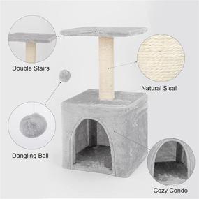 img 2 attached to 🐱 Teodty Interactive Cat Tree, 24-Inch Multi-Level Cat Tower for Indoor Cats, Condo House with Scratching Posts, Climbing Stand and Toy for Medium and Small Kittens, Play and Rest