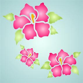 img 2 attached to 🌺 Hibiscus Stencil - Classic Large Flower Floral Stencil Template, 4 x 3 inch (XS) for Painting