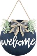 🚪 rustic wooden front door hanger - outdoor hanging vertical welcome sign for porch decor (black) logo