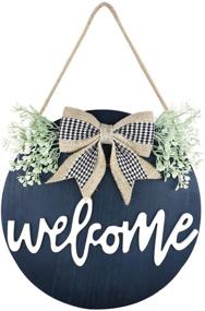 img 4 attached to 🚪 Rustic Wooden Front Door Hanger - Outdoor Hanging Vertical Welcome Sign for Porch Decor (Black)