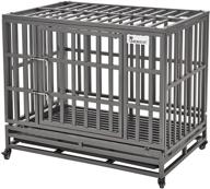 🐶 smonter heavy duty dog crate with two prevent escape lock, strong metal pet kennel playpen for large dogs - equipped with wheels logo