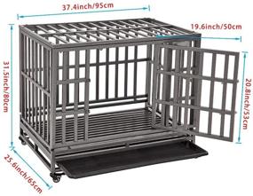 img 3 attached to 🐶 SMONTER Heavy Duty Dog Crate with Two Prevent Escape Lock, Strong Metal Pet Kennel Playpen for Large Dogs - Equipped with Wheels