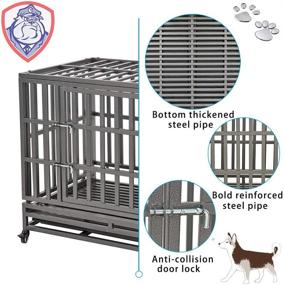 img 2 attached to 🐶 SMONTER Heavy Duty Dog Crate with Two Prevent Escape Lock, Strong Metal Pet Kennel Playpen for Large Dogs - Equipped with Wheels