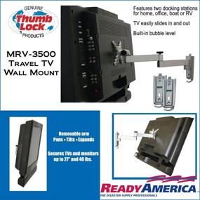 img 2 attached to 📺 Removable TV Wall Mount for RVs, Campers, and Trucks - Dual-Locking Stations with Tilt, Pan, and Extension for Earthquake, Fire, and Flood Safety - Ready America Strong Arm Travel Accessories