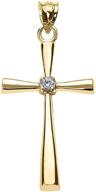 💎 stunning 14k gold cross pendant charm with solitaire diamond accents (k-m color, promo clarity) in white, yellow, or rose gold logo