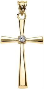 img 4 attached to 💎 Stunning 14K Gold Cross Pendant Charm with Solitaire Diamond Accents (K-M Color, Promo Clarity) in White, Yellow, or Rose Gold