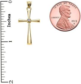 img 1 attached to 💎 Stunning 14K Gold Cross Pendant Charm with Solitaire Diamond Accents (K-M Color, Promo Clarity) in White, Yellow, or Rose Gold