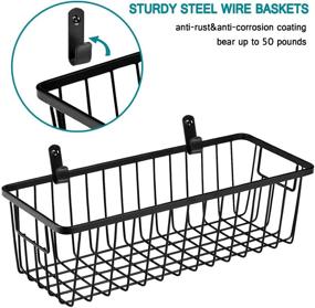 img 2 attached to 📦 SheeChung Farmhouse Metal Wire Bin Basket with Wall Mount - Small, 4 Pack - Portable Hanging Wall Basket: Rustic Home Storage Organizer for Cabinets, Pantry, Closets, Bathroom, Kitchen, Bedroom (Black)