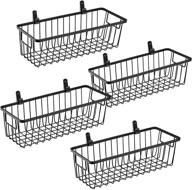 📦 sheechung farmhouse metal wire bin basket with wall mount - small, 4 pack - portable hanging wall basket: rustic home storage organizer for cabinets, pantry, closets, bathroom, kitchen, bedroom (black) логотип