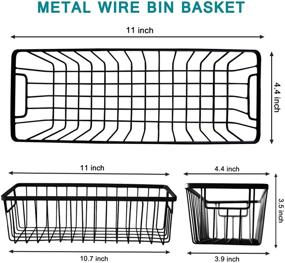 img 3 attached to 📦 SheeChung Farmhouse Metal Wire Bin Basket with Wall Mount - Small, 4 Pack - Portable Hanging Wall Basket: Rustic Home Storage Organizer for Cabinets, Pantry, Closets, Bathroom, Kitchen, Bedroom (Black)