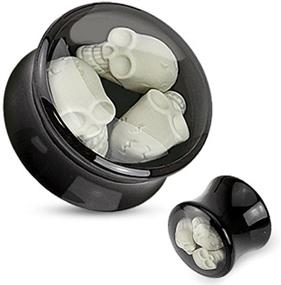 img 1 attached to 🔌 Pair of Triple Skull Inlay Black Acrylic WildKlass Saddle Plugs - Enhanced SEO