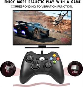 img 1 attached to 🎮 Reiso Xbox 360 Controller: Wired Gamepad for Microsoft Xbox 360 & Slim 360 PC Windows - USB Compatible (Black and Black)