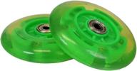 🛴 alveytech green 100 mm (98 mm replacement) razor light-up flashing led kick scooter wheel set - with bearings (pack of 2) logo