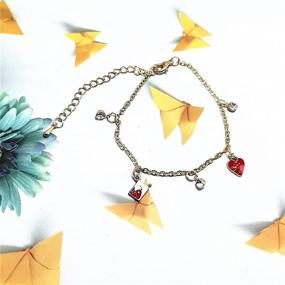 img 1 attached to 🍓 Stylish and Adorable MALOYANVE Cute Fruit Bracelets: Creative Gold Plated Tassel Strawberry Cherry Green Leaves Fruit Food Chain Bracelet Jewelry for Women and Girls