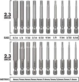 img 2 attached to 🔧 REXBETI 20 Piece Hex Head Allen Wrench Screwdriver Bit Set: SAE Metric Hex Shank, S2 Steel Magnetic Drill Bits with Storage Box