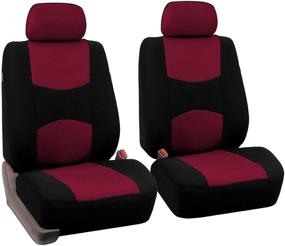 img 4 attached to FH Group FB050102 Flat Cloth Seat Covers (Burgundy) Front Set – Universal Fit For Cars Trucks &Amp