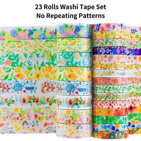 img 3 attached to 🌸 Floral Washi Tape Set 23 Rolls: Perfect for Bullet Journaling, Crafts, Scrapbook Supplies, Wrapping & More! Wide and Skinny (8/15mm)