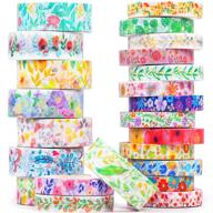 🌸 floral washi tape set 23 rolls: perfect for bullet journaling, crafts, scrapbook supplies, wrapping & more! wide and skinny (8/15mm) logo