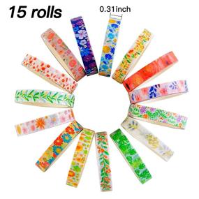 img 1 attached to 🌸 Floral Washi Tape Set 23 Rolls: Perfect for Bullet Journaling, Crafts, Scrapbook Supplies, Wrapping & More! Wide and Skinny (8/15mm)