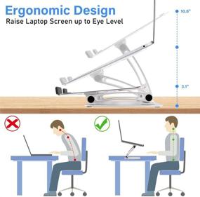 img 3 attached to ⚙️ Регулируемая алюминиевая эргономичная подставка для ноутбука на 17,3 дюйма - складная, стабильная, прочная и с улучшенным теплорассеиванием - идеальное крепление для ноутбука на столе