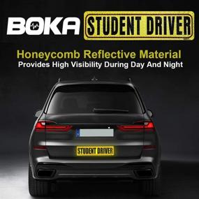 img 1 attached to 🚗 BOKA 12in Large Student Driver Magnet for Car - Please be Patient New Driver, Vehicle Bumper Magnet for Car Signs, High Reflective Magnetic Sticker for Novice Rookie Driver, Removable & Reusable (3 Pack)