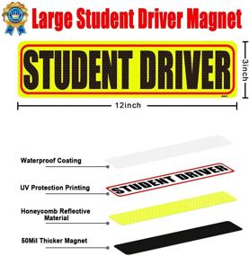 img 3 attached to 🚗 BOKA 12in Large Student Driver Magnet for Car - Please be Patient New Driver, Vehicle Bumper Magnet for Car Signs, High Reflective Magnetic Sticker for Novice Rookie Driver, Removable & Reusable (3 Pack)