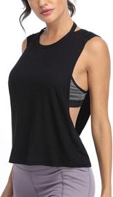 img 3 attached to ATTRACO Open Cross Back Workout Tops: Loose Fit Ribbed Yoga Running Tank Top for Women