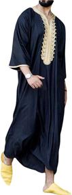 img 3 attached to 🧔 XBTCLXEBCO Islamic Kaftan Sleeve Cotton Men's Loungewear