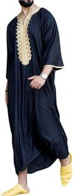 img 4 attached to 🧔 XBTCLXEBCO Islamic Kaftan Sleeve Cotton Men's Loungewear