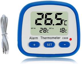 img 4 attached to Enhanced Digital Fridge Freezer Thermometer: Easy Readout, Hi-Lo Temperature Alarm, Larger LCD Display