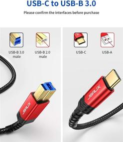 img 3 attached to 🔌 JSAUX 6.6ft USB 3.0 Cable B Male to USB-C, Nylon Braided USB 3 Type B Cord for Docking Stations, External Hard Drives, Scanners, and More