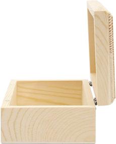 img 1 attached to 🔲 Versatile and Durable 4-Pack Unfinished Wood Boxes with Hinged Lid (5.5 x 3.5 x 2 in) for Unique Crafts and Storage